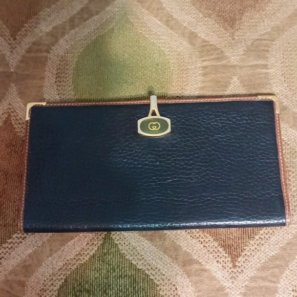 Gucci authentic vintage hinged women's long black leather wallet #030 … - Picture 4 of 17